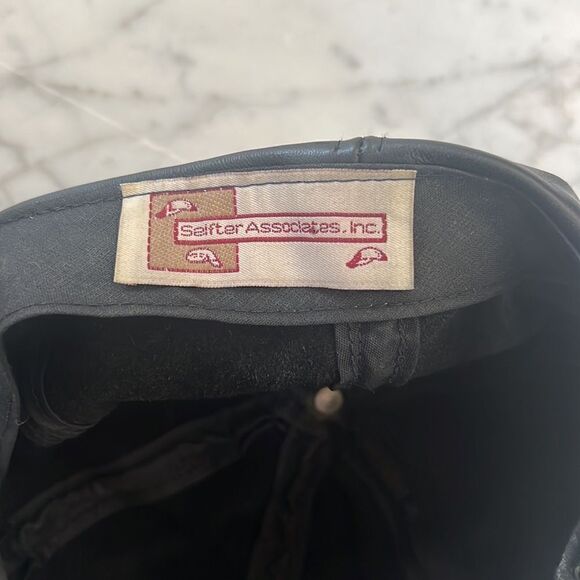 90’s Hip-Hop GENUINE LEATHER HAT CAP BLACK ONE SIZE FITS MOST - Picture 5 of 8